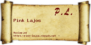 Pink Lajos névjegykártya